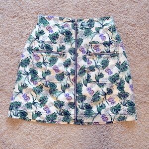 Maje Printed linen viscose skirt with zip (size S)